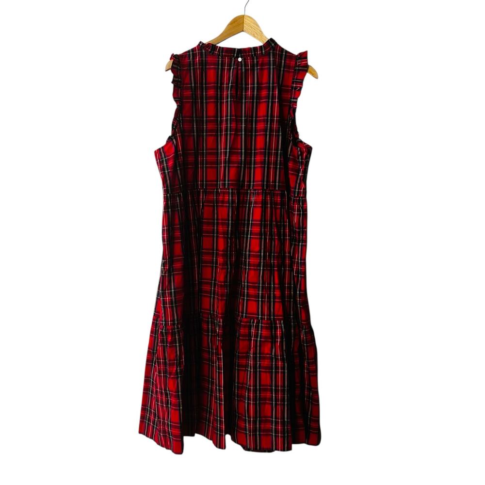 J. Crew Tartan Plaid Tiered Sleeveless Dress Size 20 Red Multicolor - Picture 3 of 10
